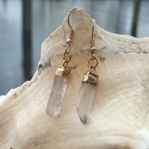Quartz crystal dangle earings